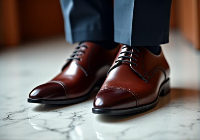 Close-up van luxe leren schoenen