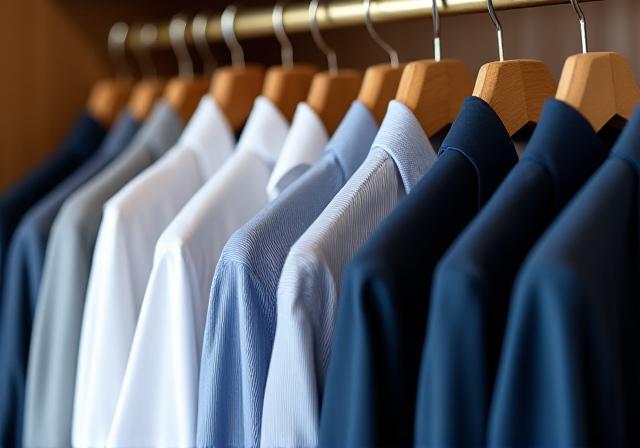 Georganiseerde kledingkast met overhemden